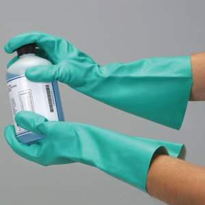 Guantes industriales de goma de nitrilo 100%, verde, blanco, XL, seguridad para las manos, 15mil, 18mil, 22mil, látex resistente a productos químicos, forrado flocado - Product Image 1
