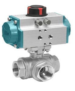 Válvula de Bola Neumática de 3 Vías con Puerto en L, Personalizable, ISO 5211, SS304, para Medios Oleosos a Alta Temperatura - Product Image 2