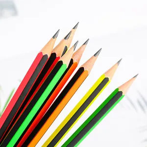 Free Samples Supplier Custom Logo Pencil Hb 2b Lead Graphite Round Colored Wooden Sketch Pencil Red Yellow Green With Eraser