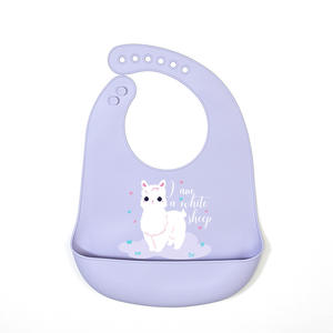 ผ้ากันเปื้อนซิลิโคนเนื้อนิ่มปรับได้สำหรับเด็กทารกทำความสะอาดง่ายดีไซน์กันน้ำพร้อมที่จับอาหารได้สะดวก - Product Image 1