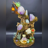 Árbol Bonsái de Cristal Natural, Miniatura de Paisaje con Piedras Preciosas, Árbol del Dinero Feng Shui, Decoración Hecha a Mano para el Hogar, Oficina, Escritorio, Halloween