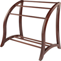 Porte-Draps et Serviettes Autoportant en Bois Massif Courbé Moderne à un Niveau pour Salon, Chambre et Décoration Intérieure