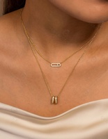 Gemnel perhiasan emas vermeil 5A cubic zirconia pave kristal kalung berlian set lingkaran ganda