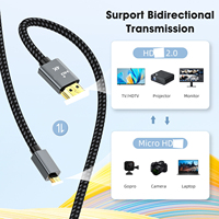 Câble adaptateur Micro HDTV vers HDTV plaqué or haute vitesse 4K, 1m, 2m, 3m, connecteur mâle-mâle pour projecteur, tablettes, caméras, moniteurs