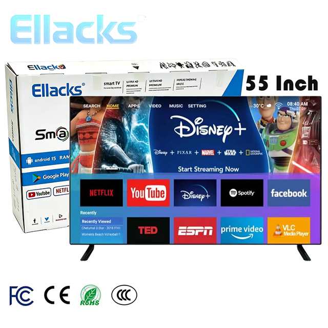 China TV Source Factory OEM 55 Inch 4K UHD Frameless Smart TV with Smart WiFi Black Finish for Hotel Use LED LCD Television