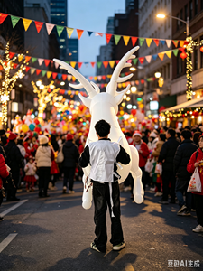 Costume Gonfiabile da <span class=keywords><strong>Cervo</strong></span> Natalizio Indossabile, Mascotte Interattiva di Alce che Cammina con Luci LED per Parate Festive - Product Image 2