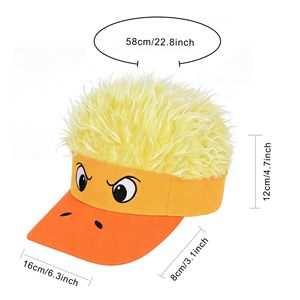 Peluche Canard Jaune avec Perruque et Visière, Cheveux <span class=keywords><strong>Faux</strong></span> Pointus, Compagnon de Jeu Doux et Moelleux pour Chiens et Chats - Product Image 4