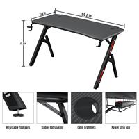 Table de jeu moderne pour bureau à domicile Grande table de jeu en fibre de carbone Porte-gobelet pour salle de jeux Salon Bureau d'ordinateur