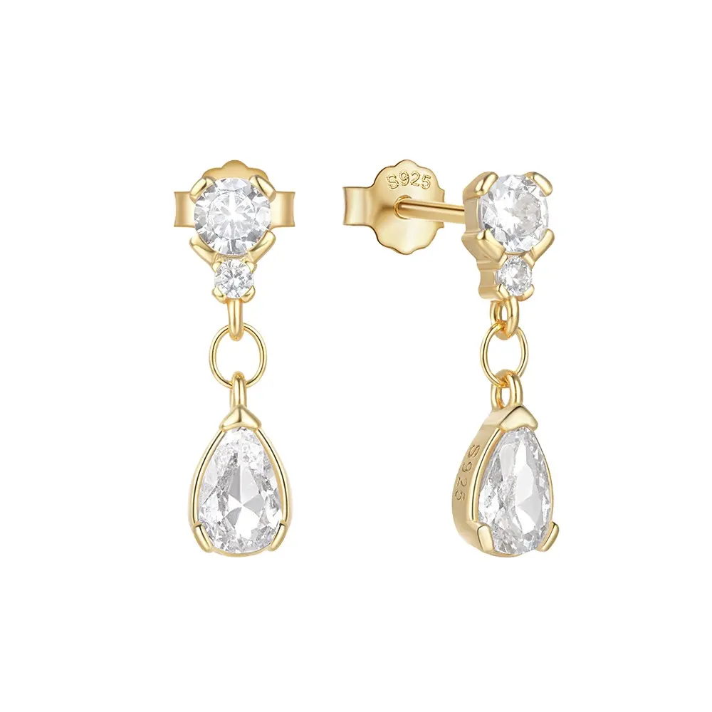 Aimgal fine jewelry S925 sterling silver 18k Gold Plated elegant drop earrings tarnish free piercing jewelry