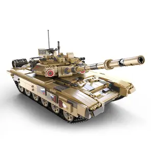 Cada C61003 T90坦克塑料积木模型积木玩具儿童军用坦克模型
