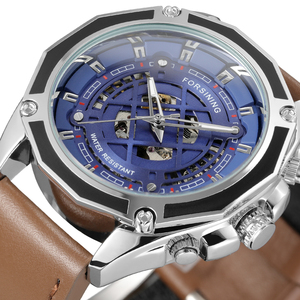 Montres chinoises FORSINING 3 ATM Montre résistante à l'eau automatique squelette décontractée pour homme - Product Image 6