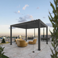 Abeille jardin moderne autoportante en aluminium étanche bioclimatique persiennes rétractables motorisées cellule solaire coulissante Pergola Gazebo
