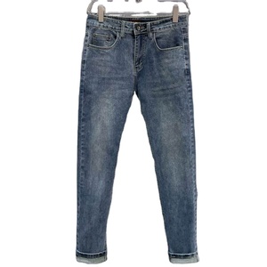 Offre Spéciale jeans slim délavés de couleur unie de haute qualité avec trou blanc pour hommes - Product Image 1