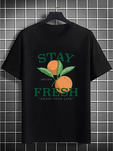 T-<span class=keywords><strong>shirt</strong></span> décontracté surdimensionné en satin respirant imprimé pour hommes grandes tailles STAY FRESH <span class=keywords><strong>Orange</strong></span> pour l'été - Product Image 2