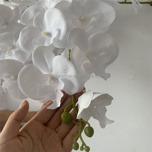 E-216 gros orchidée artificielle 9 têtes vraie touche papillon orchidée tiges Table de mariage fleurs blanches pures Phalaenopsis - Product Image 5