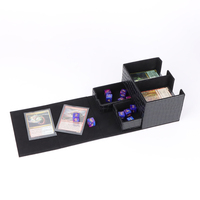 Boîte de rangement compacte moderne personnalisée pour cartes de jeux de société en cuir PU, avec design pliable pour bureau/maison