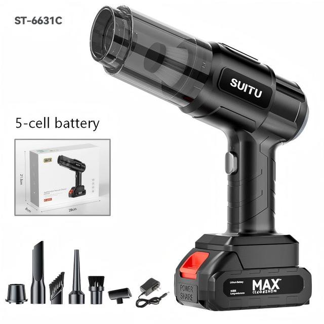 Portable Cordless Handheld ABS Car Vacuum Cleaner Black 0.4L Capacity USB Rechargeable 5-Section Battery Home Outdoor Garage