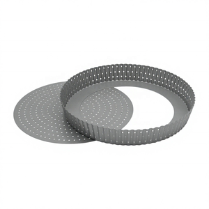 Moule à tarte perforé rond de 28 cm en acier au carbone durable, antiadhésif, pour pizza et pâtisserie - Product Image 5