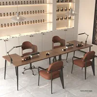 Ensemble table et chaises d'angle en bois de style européen moderne pour salon de beauté, manucure, studio commercial, mobilier de salon simple/double