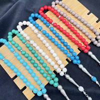 Vente en gros de chapelets de prière musulmans islamiques, 33 perles, bijoux en pierres précieuses, bracelet en turquoise de 10 mm, Misbaha Tasbih Beads