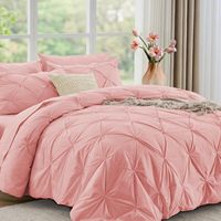 Ensemble de literie Queen Contemporary 7 pièces, tout-en-un, toutes saisons, rose, avec drap plat, drap-housse, taies d'oreiller et housses de coussin