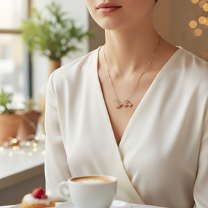 Colgante con forma de corazón doble para mujer, collar de diseño turco hecho a mano, joyería de plata de ley 925, joyería para mujer - Product Image 3