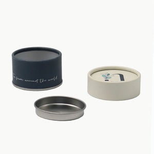 Biodegradable Customized Logo Food Grade Cardboard Case Custom Small <b>Paper</b> Cylinder Tea <b>Leaves</b> Tin with Aluminum Lid - Product Image 4