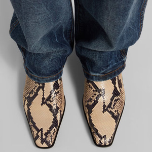 Nouvelles <span class=keywords><strong>Bottines</strong></span> Plates Confortables à Bout Carré Imprimé <span class=keywords><strong>Python</strong></span> avec Bande Élastique pour Femme – Collection 2026 - Product Image 5