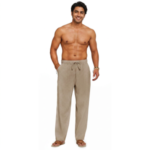 Pantalon décontracté en lin pour homme 2026, taille élastique avec cordon de serrage, léger, pour l'été, la plage et le yoga, taille XL, anti-plis - Product Image 1