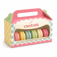Boîte cadeau macaron personnalisée imprimée en couleur, emballage de boulangerie en carton avec fenêtre