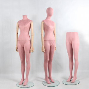 Maniquíes de Costura Femeninos de Tela de Terciopelo <span class=keywords><strong>con</strong></span> <span class=keywords><strong>Brazos</strong></span> <span class=keywords><strong>Articulados</strong></span> de Madera, Maniquíes de Espuma para Ropa Interior Femenina sin Cabeza - Product Image 1
