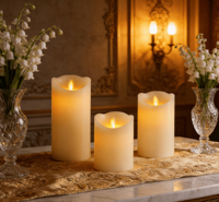 Lilin Pilar LED Tanpa Api Bertenaga Baterai dengan Remote Control, Ramah Lingkungan, Lilin Parafin Warna Ivory untuk Dekorasi Pernikahan dan Natal