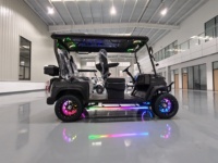 Voiturette de golf électrique de luxe 4 places, voiturette de golf électrique tout-terrain surélevée avec barre lumineuse de toit et éclairage de jantes RGB