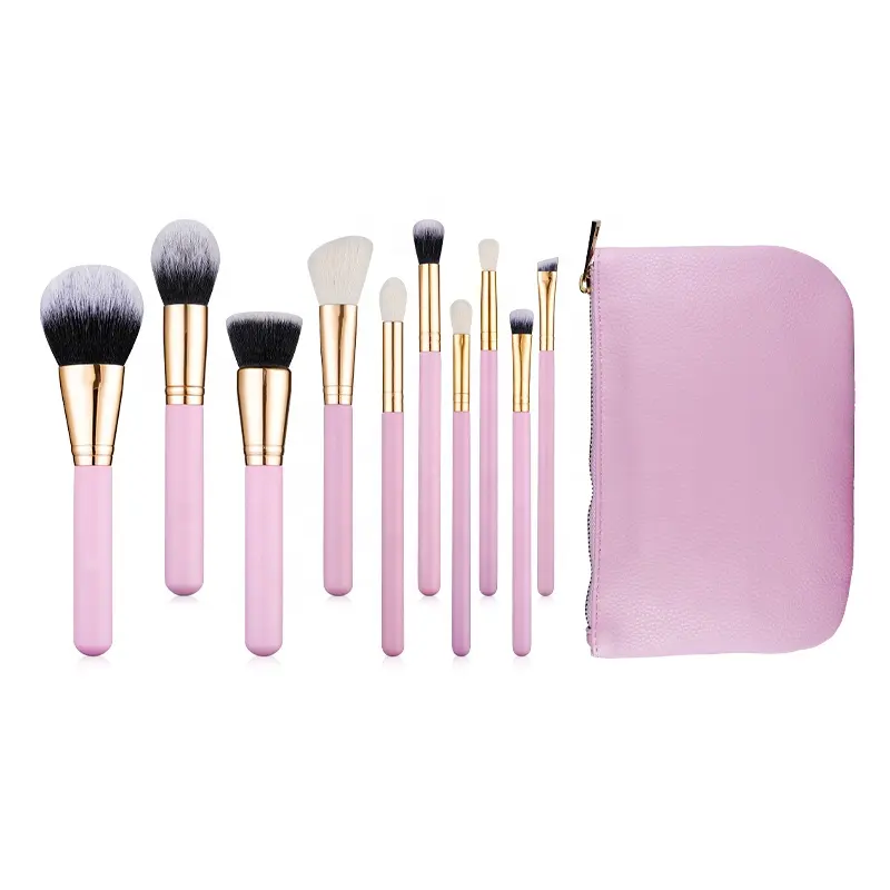 Low Price Wholesale Nail Fluffy Makeup Brush Pink Gold Mocha Dust Nude Oval Pink Makeup Brush