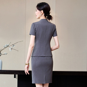 Professional Women's Suit Set Gray Short Sleeve Workwear For Office Front Desk Service Summer 2026 - Product Image 4