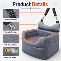 Coussin de voiture pour chien lavable et écologique, surélevé en mousse orthopédique, lit de voyage pour animaux de compagnie, gris uni, velours hollandais, pour petits chiens