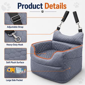 Cuscino Rialzato per <span class=keywords><strong>Auto</strong></span> per Cani Lavabile ed Ecologico, Ortopedico in Schiuma, Trasportino da Viaggio, Letto per Animali Domestici, Grigio Solido in Velluto Olandese, per Cani di Piccola Taglia - Product Image 2