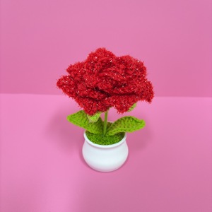 Desktop-Dekoration: Handgefertigte, geflochtene, fertige Geschenk-Topfpflanze für Festtage – Kreative Kunstblumen-Weberei - Product Image 3