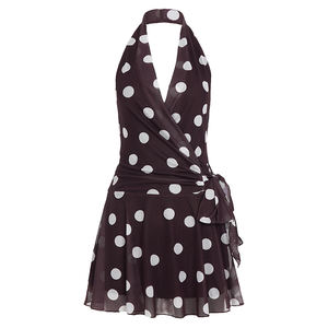 Vestido de Verano para Mujer, Corte Regular, Cuello en V, con Estampado Digital de Puntos, Cintura Natural, Elegante y Personalizado al por Mayor - Product Image 6