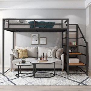 Dortoir Queen, lit Loft de bonne qualité, hôtel pour adultes, lits superposés en métal avec escaliers - Product Image 3