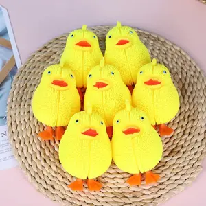 Mainan Lembut Bebek Kuning Menyala Anti Stres Bola Puffer Hewan Lucu LED Berkedip TPR untuk Anak-anak