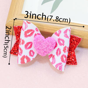 Nuevo Día de San Valentín cuero impreso amor arco xoxo Fiesta infantil fiesta pinza para el cabello accesorios para el cabello - Product Image 2