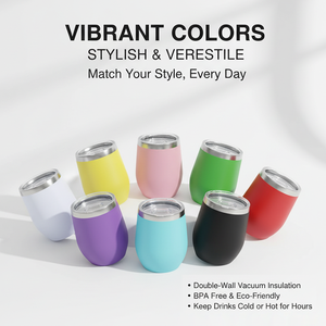 Gobelet isotherme 12 oz en acier inoxydable, forme œuf, pour café, vin rouge, jus, avec revêtement en poudre, personnalisable avec logo - Product Image 3