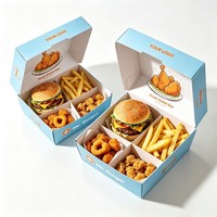 Boîte à fast-food biodégradable écologique avec logo imprimé personnalisé, emballage en papier gaufré pour hamburgers, frites et poulet frit