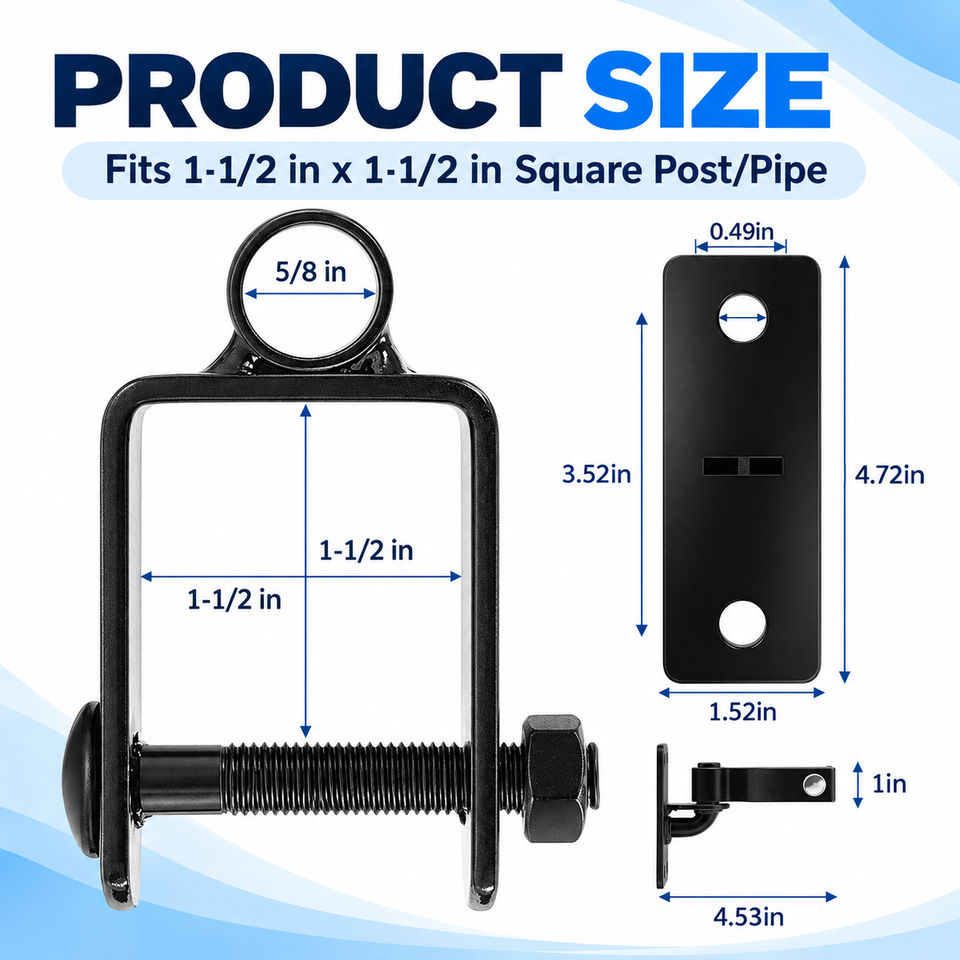 Secure Chain Link Fence Gate Hinges for 2 Inch Square Posts with 5/8 ...