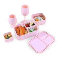 Vaisselle en silicone personnalisée sans Bpa Conteneur de stockage des aliments pour enfants Casse-croûte Vaisselle Gobelet à vin Boîte à bento en silicone pour le déjeuner le pique-nique