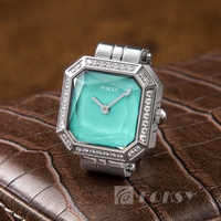 Cincin nada jari persegi berlian tangan Mini kustom populer untuk pria dan wanita jam tangan kuarsa mewah dengan Logo personalisasi keluaran baru