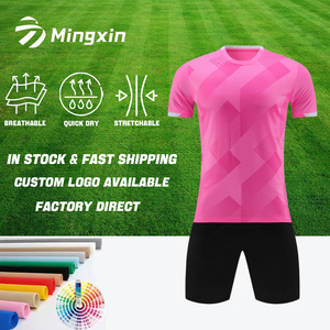 เสื้อฟุตบอลระบายอากาศได้ดีชุดฟุตบอลสีชมพูสีขาวเสื้อฟุตบอลมีลวดลายบนผ้าดีไซน์ใหม่ - Product Image 1