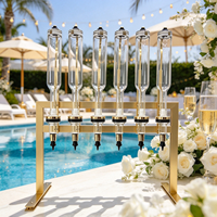 Support de Présentation de Luxe Doré pour 6 Bouteilles de Parfum de 375 ml avec Robinet en Verre pour Mariage, Cosmétiques et Magasin de Détail