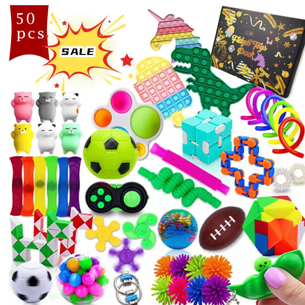 Neue billige sensorische Zappeln Spielzeug Packs mit Stress Ball Marmor Mesh Angst Tube Stress abbau Spielzeug Set Zappeln Spielzeug Set Zappeln Pack